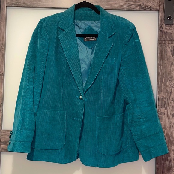 1980s vintage hunter green corduroy blazer size 16 - Picture 1 of 5